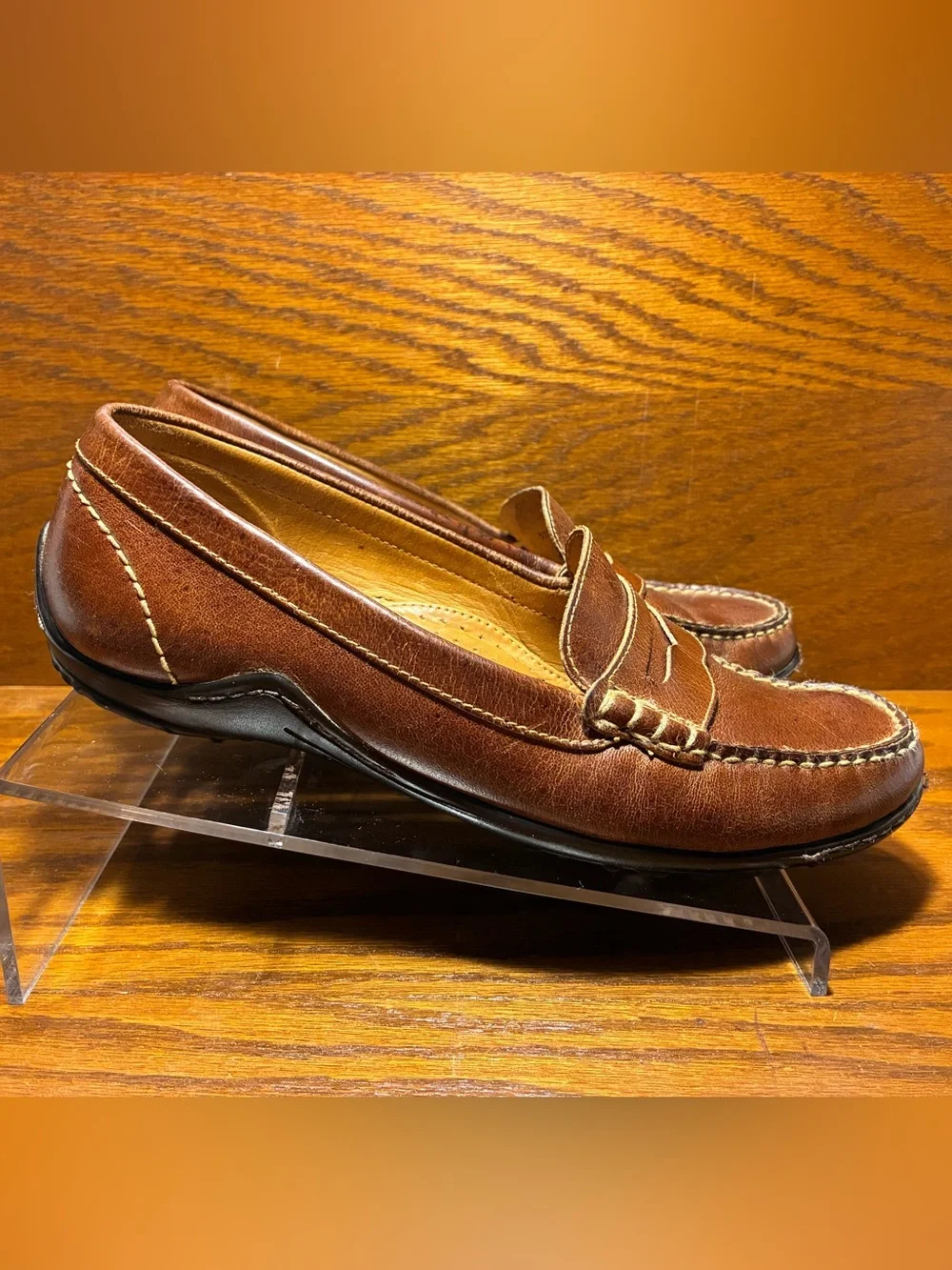 Martin Dingman Vibram Sole Penny Loafers Brown Leather Size 9.5